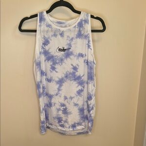 Nike White and Purple Tie-Dye Tank Top